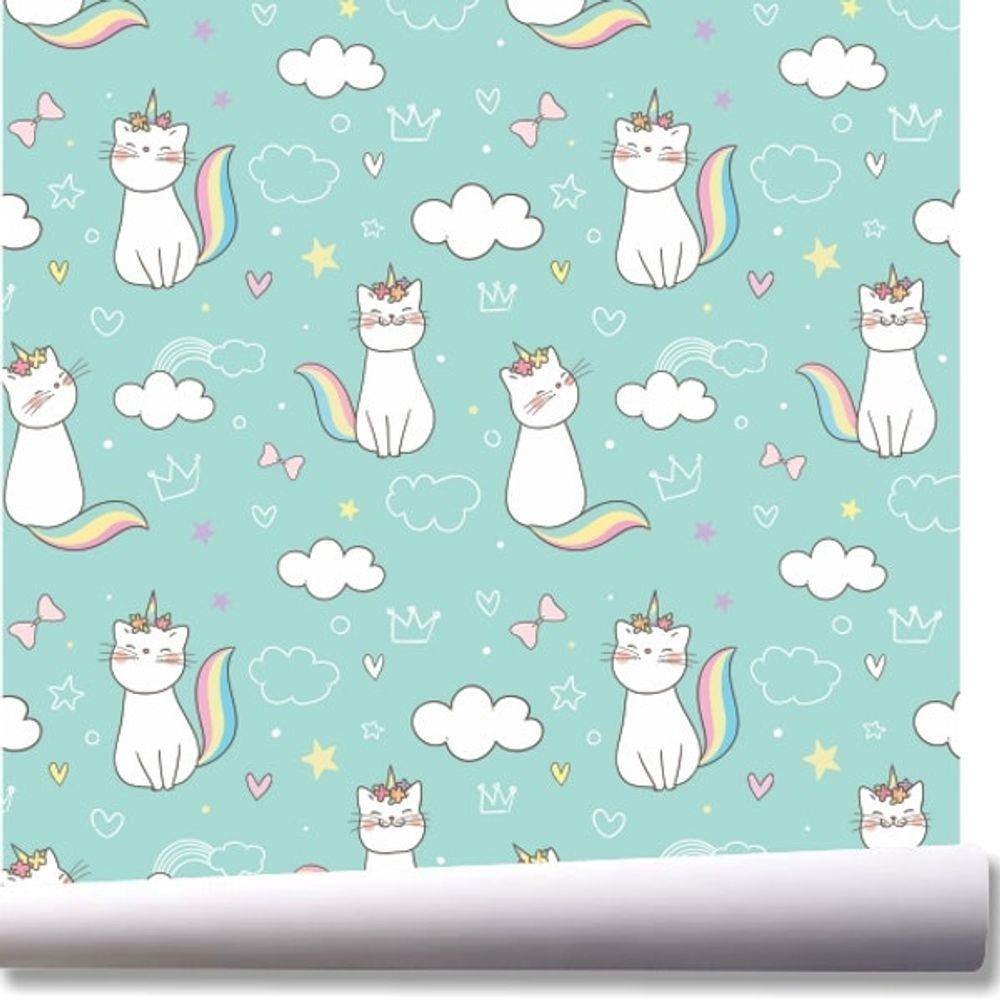 Papel de parede gatinhos kawaii lilás