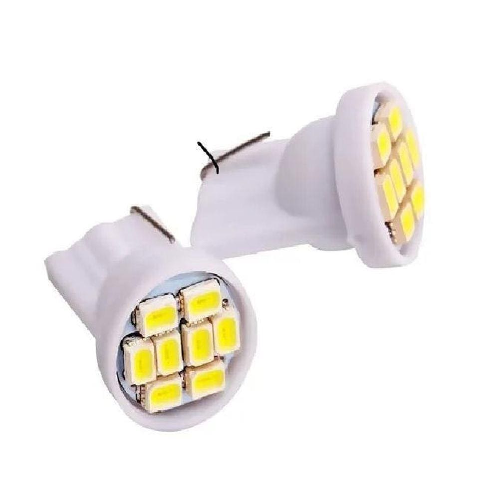 1 Par Lâmpadas Automotiva T10-8 Smd Pingo - Super Branca