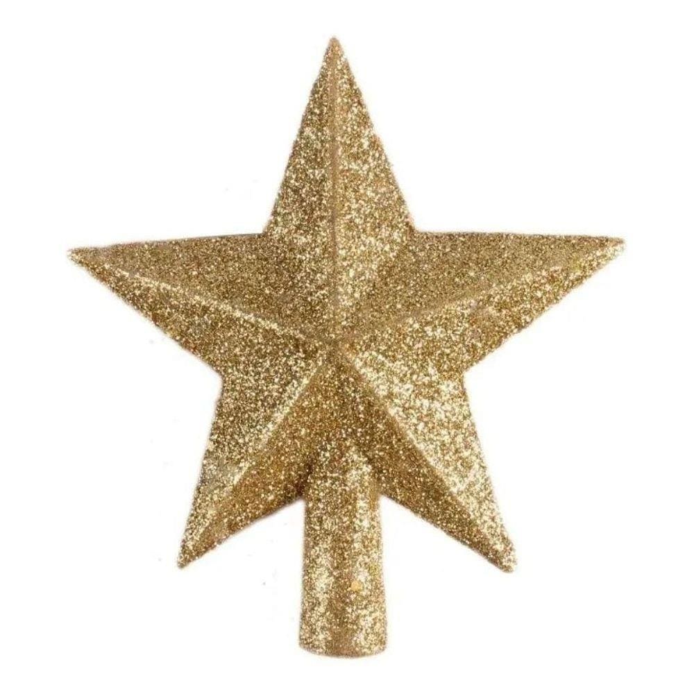 Decoração Enfeite Natal Estrela Natalina Dourada Árvore de Natal 20cm
