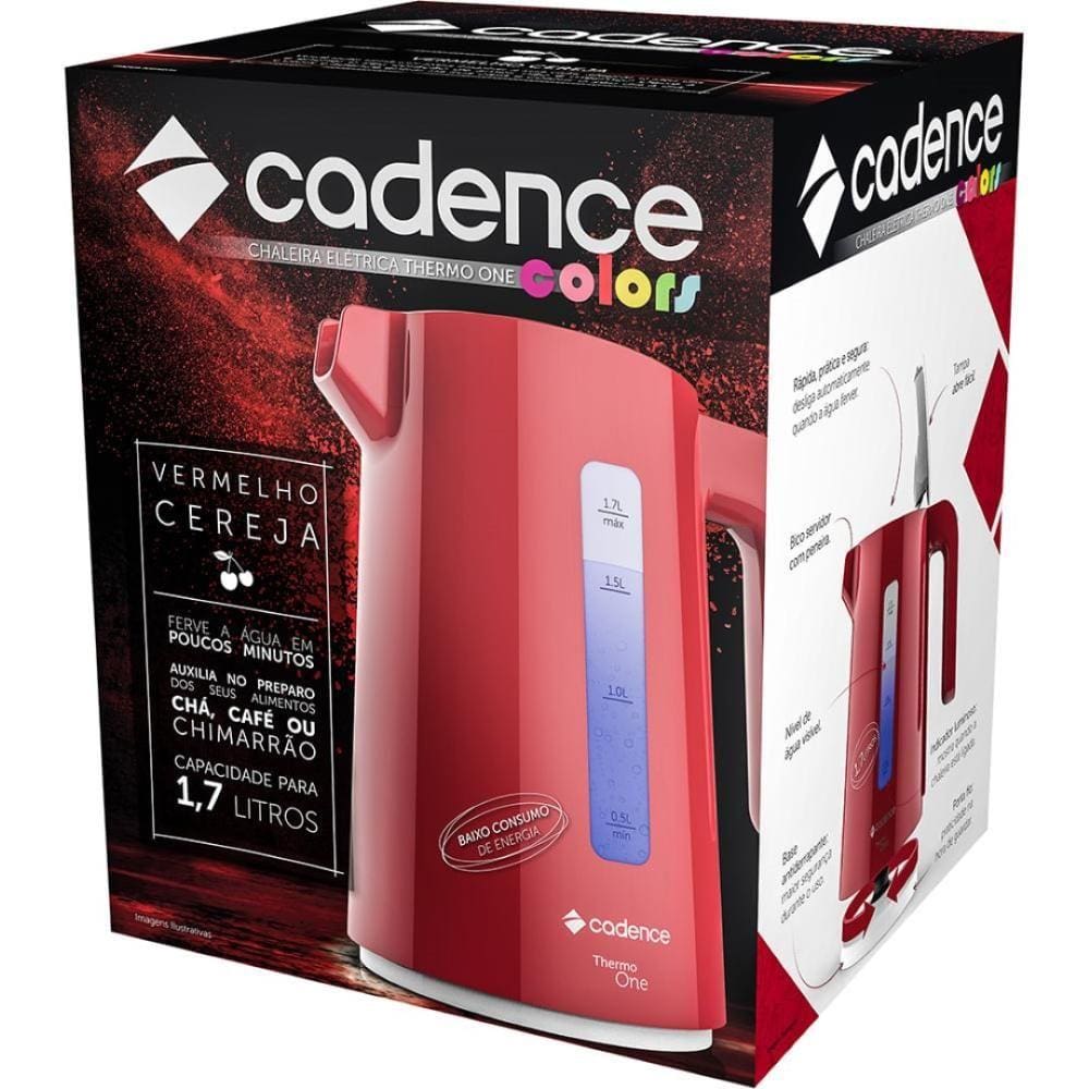 Chaleira Elétrica Cadence Thermo One Colors 1,7L Vermelha