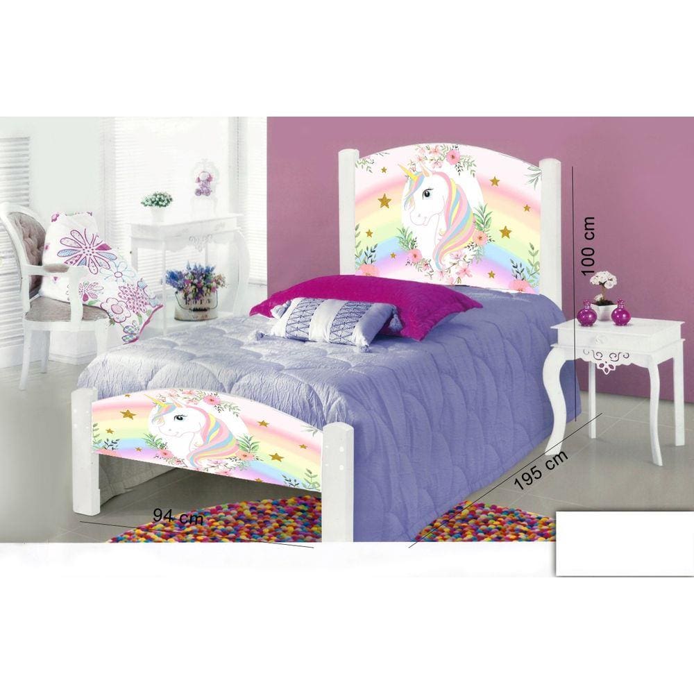 cama solteiro infantil do unicórnio