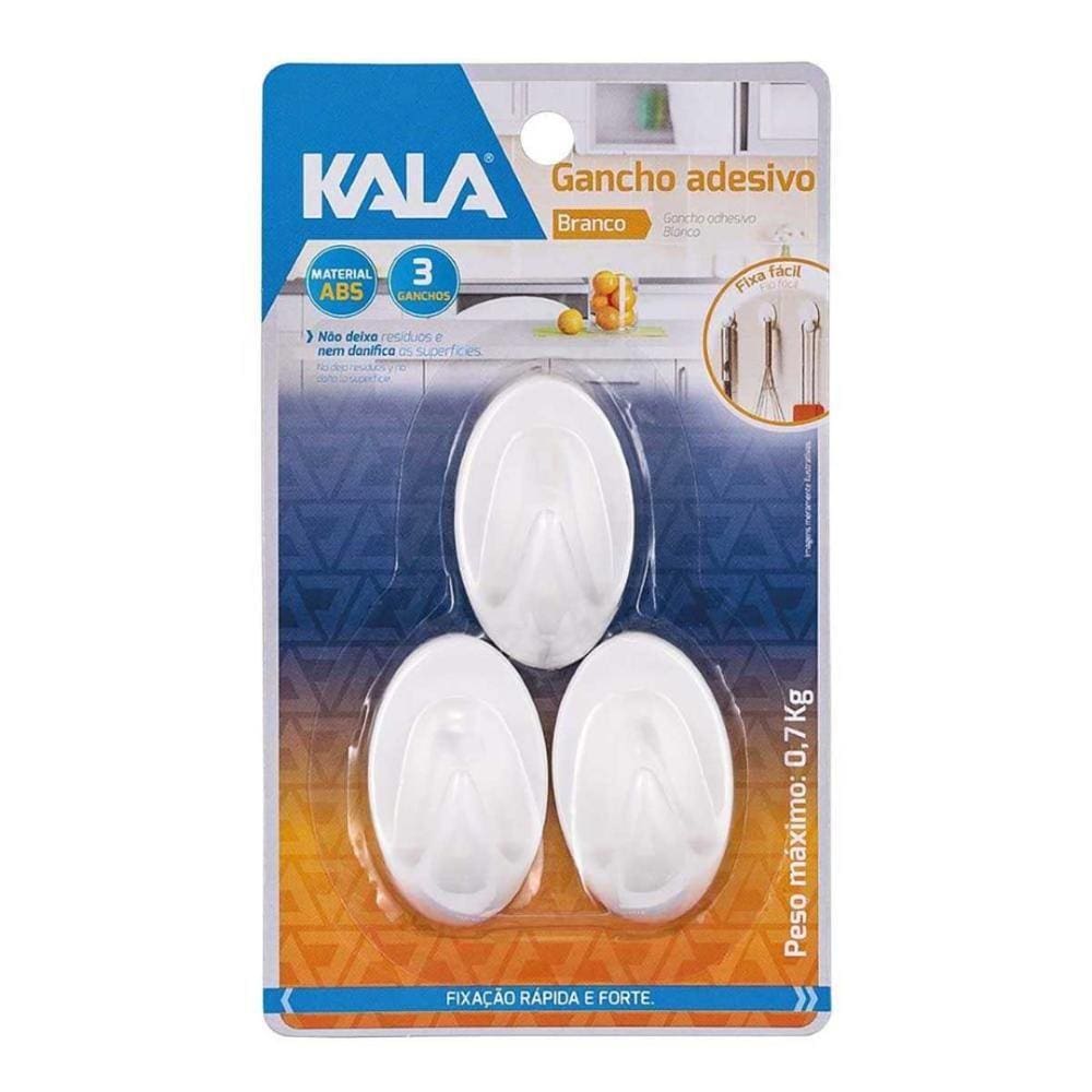 Gancho Adesivo Abs Kala 0,7kg 3 Peças Branco