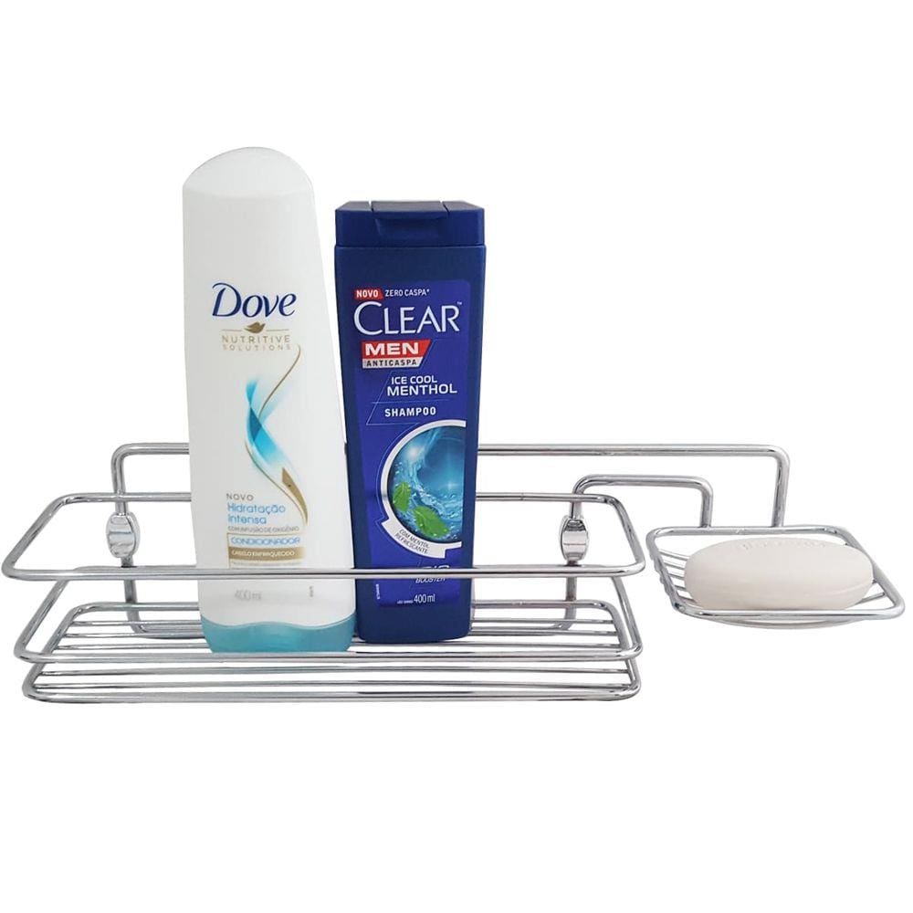 Suporte Para Shampoo E Sabonete De Parede Em Aço Cromado