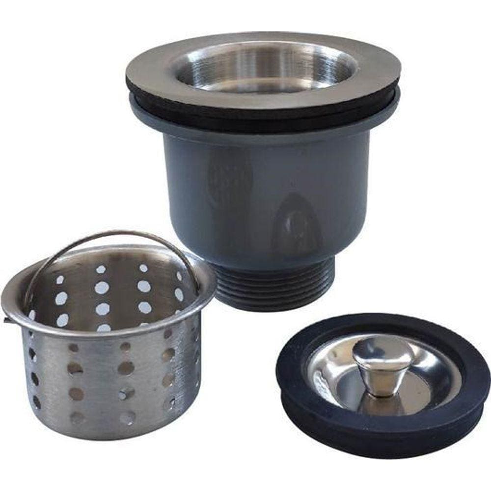 Valvula pia cozinha 3.1/2 Inox c/ cesto cuba americana