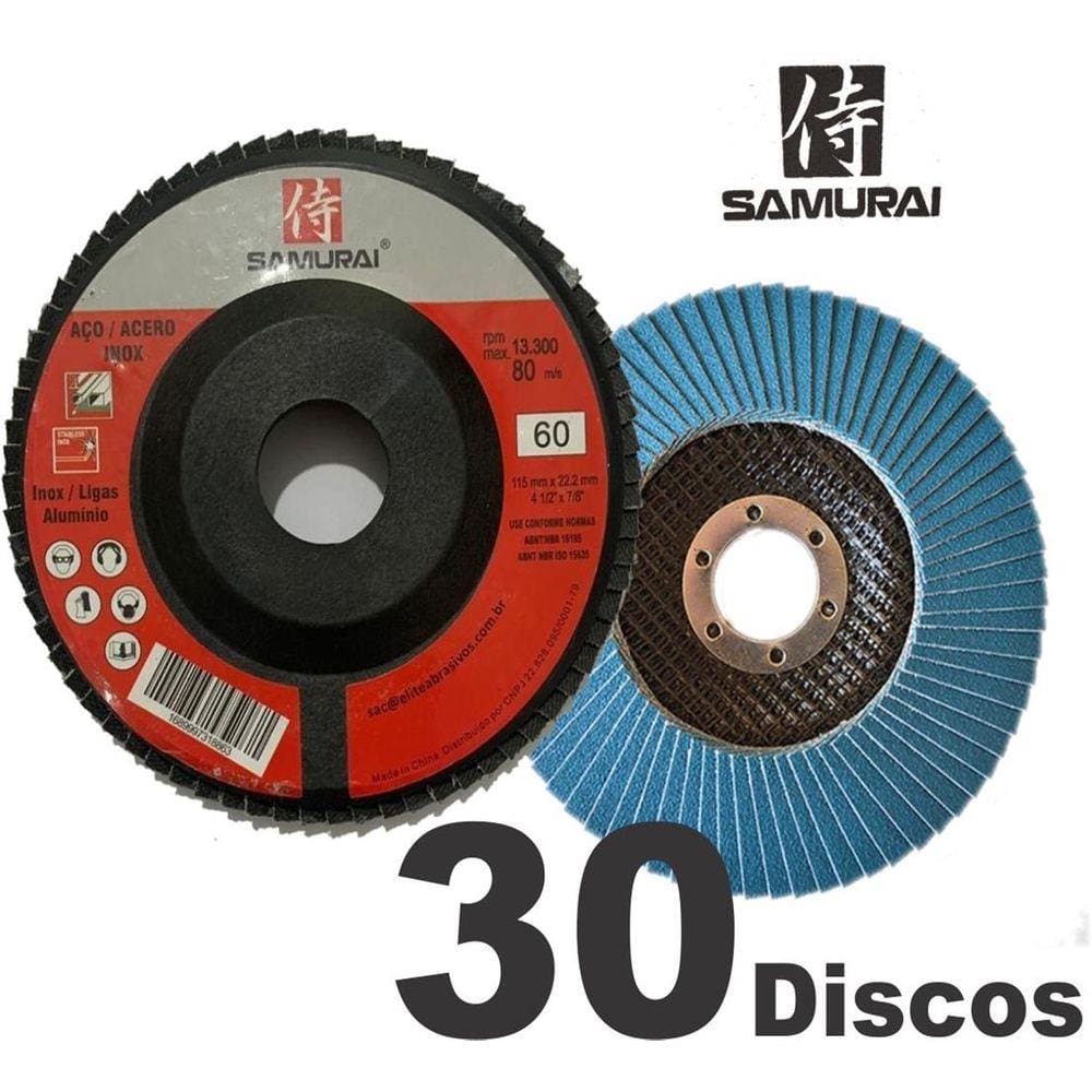 kit 30 Disco de lixa Flap para lixar madeira ferro e metais de esmerilhadeira 115mm