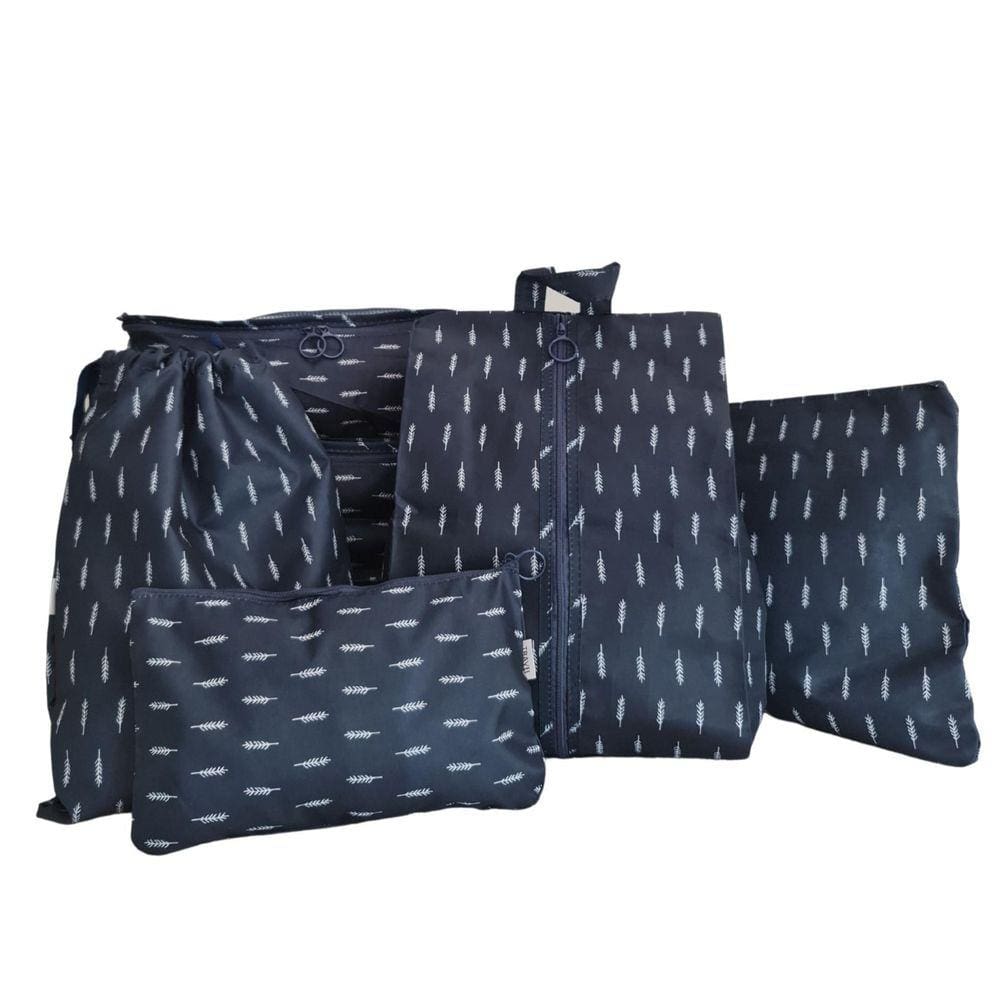 Necessaire Organizador Mala De Viagem 7 Peças Azul/Branco