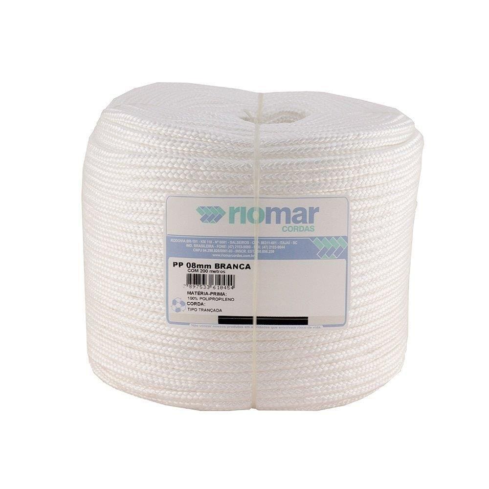 Corda Riomar PP Trançada Branca Tipo Seda 8mm x 220m