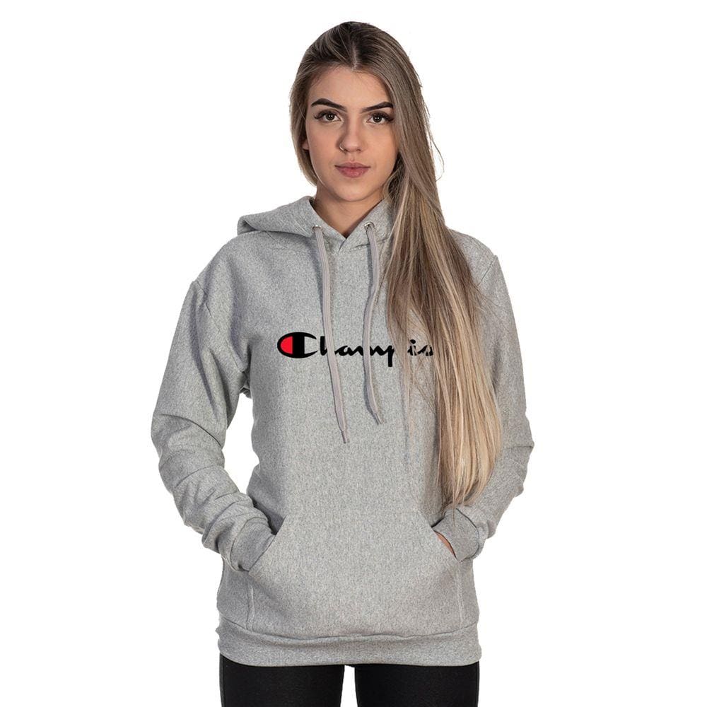 grey zip up moletom com capuz champion