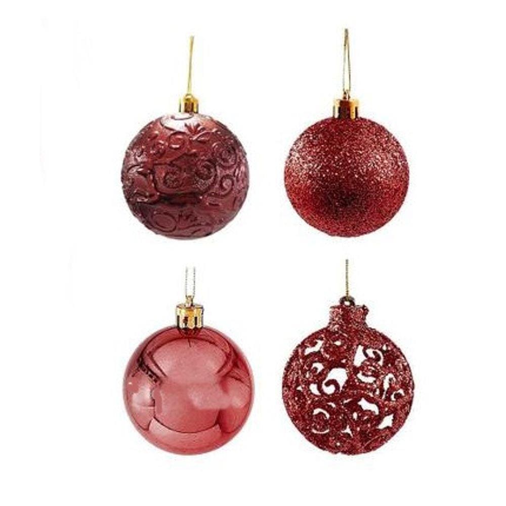 Kit Bolas de Natal Rose no Tubo Lisas e Texturizadas 9Pç 6cm