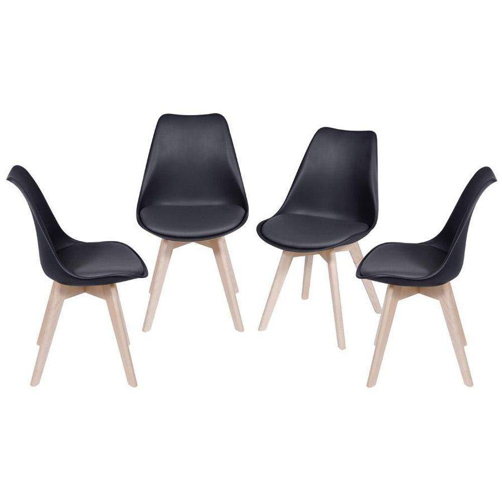 Kit 4 Cadeiras Boxbit Joly Saarinen Base Em Madeira Preta
