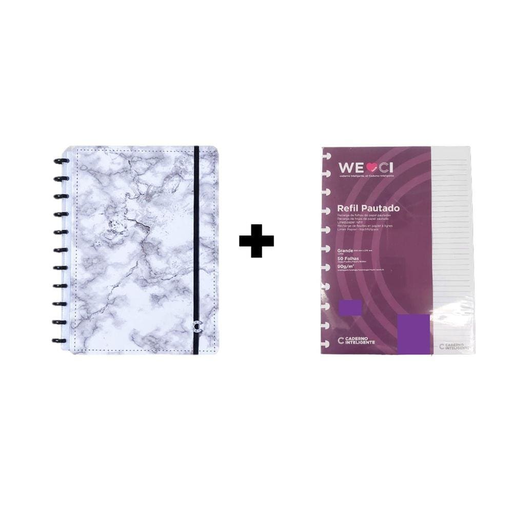 Kit Caderno Inteligente Bianco e Refil Pautado Grande