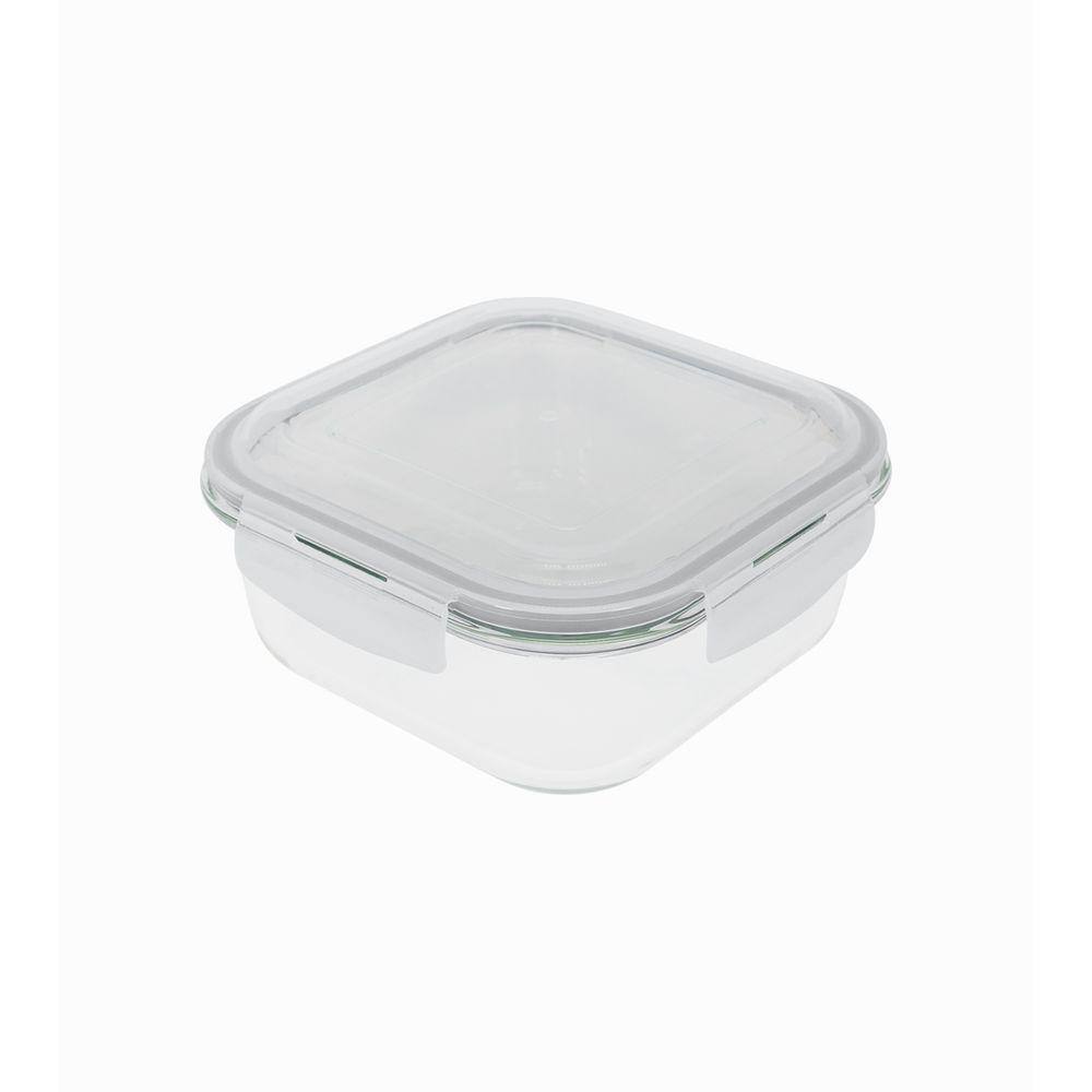 Pote 1,2L De Vidro Com Tampa Transparente Quadrado Raso - Oikos