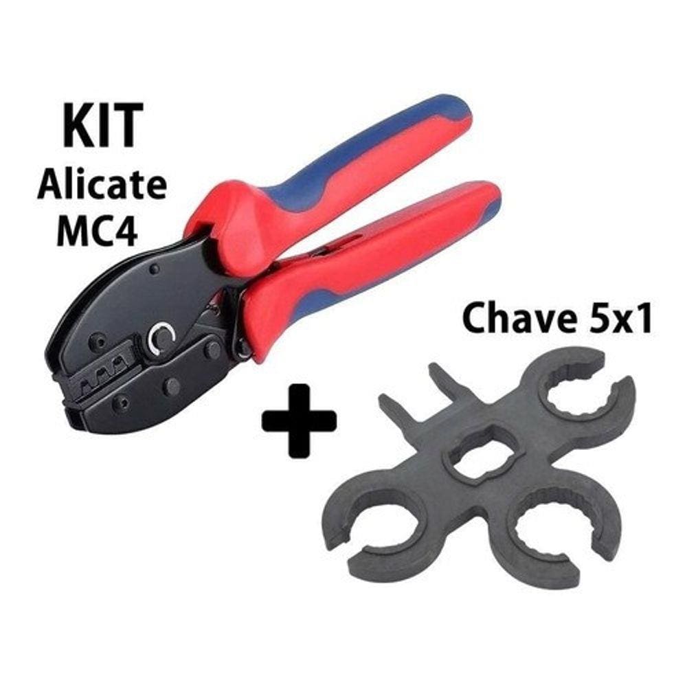 Alicate P/ Crimpar Conector MC4 + Chave Aperto MC4 5x1