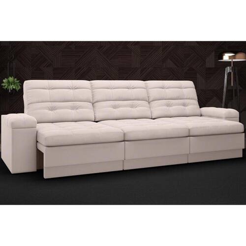 Sofá Brunello 2,30m Retrátil e Reclinável Velosuede Areia NETSOFAS