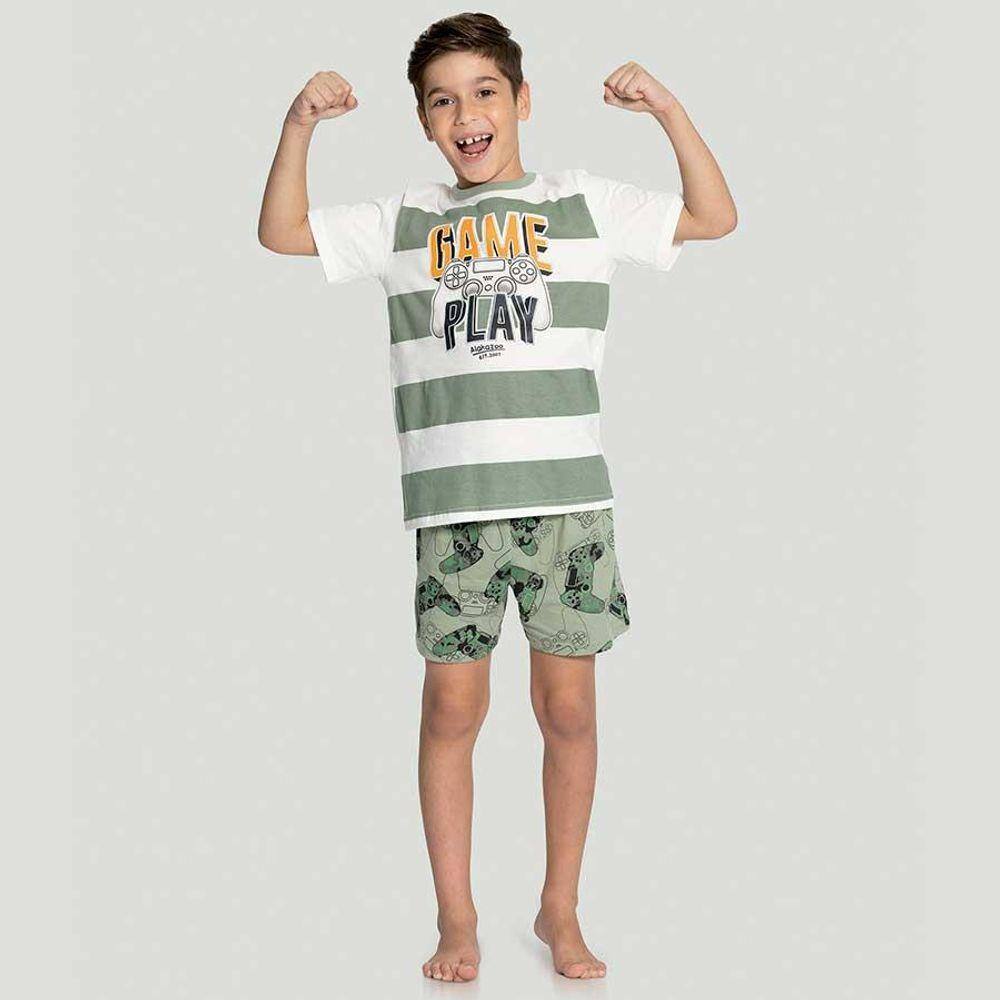 Pijama Infantil Manga Curta Game Que Brilha No Escuro Masculino Alakazoo  Ref: 16079 12/14 | Extra