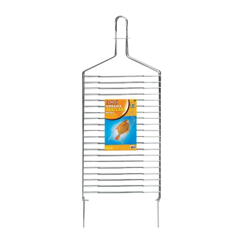 Grelha Abaulada Dupla Grande Cromada 83X28Cm