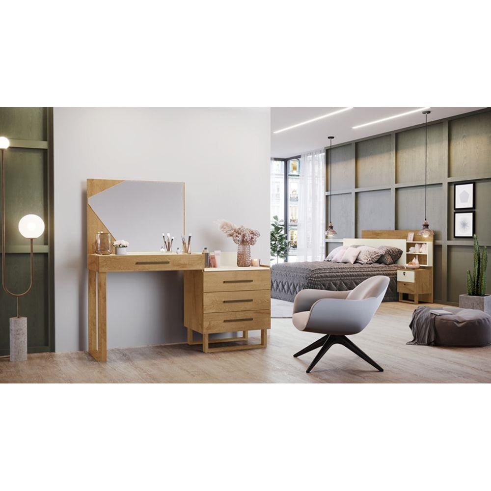 Penteadeira Camarim 2 Gavetas com Espelho Santorini