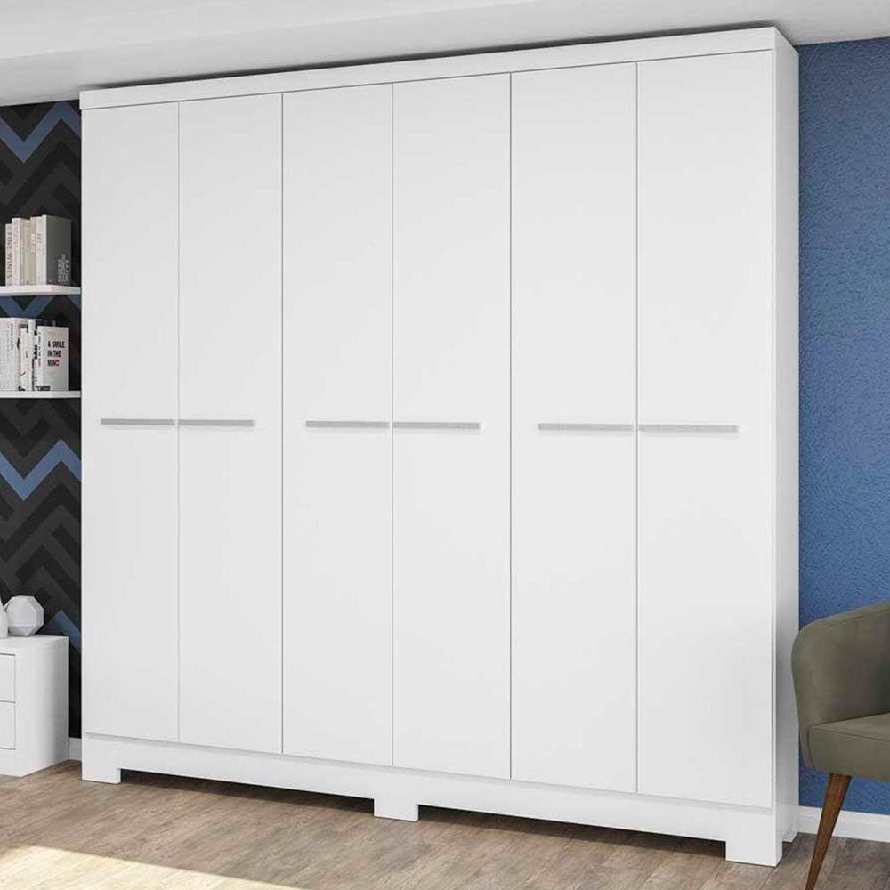 Guarda-Roupa Casal 6 Portas 2 Gavetas E530 Branco - Kappesberg