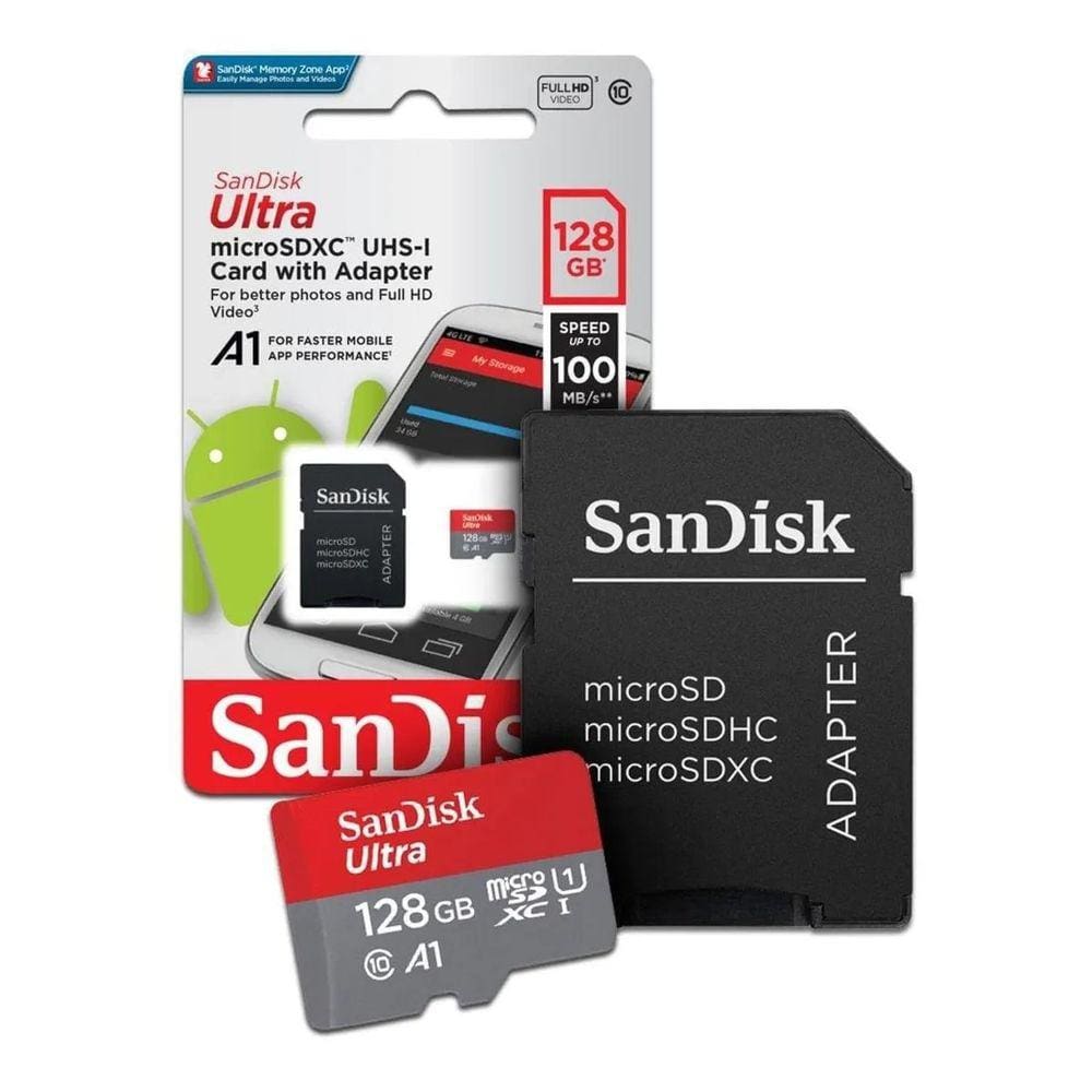 Cartão de Memória Micro sd Sandisk Ultra 128GB Classe 10 100MB/s - SDSQUAR-128G-GN6MA
