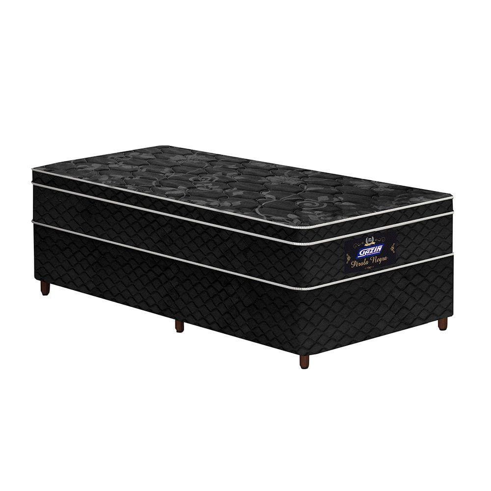 Conjunto Cama Box Solteiro de Molas Gazin Pérola Negra 88x188