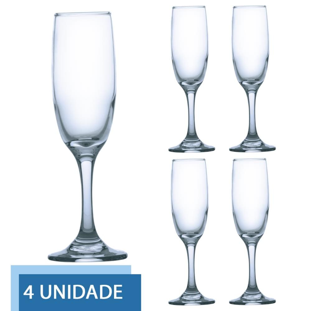 Conjunto 4 Taças de Vidro 177ml RIOJA CHAMPAGNE Cristal Luxo