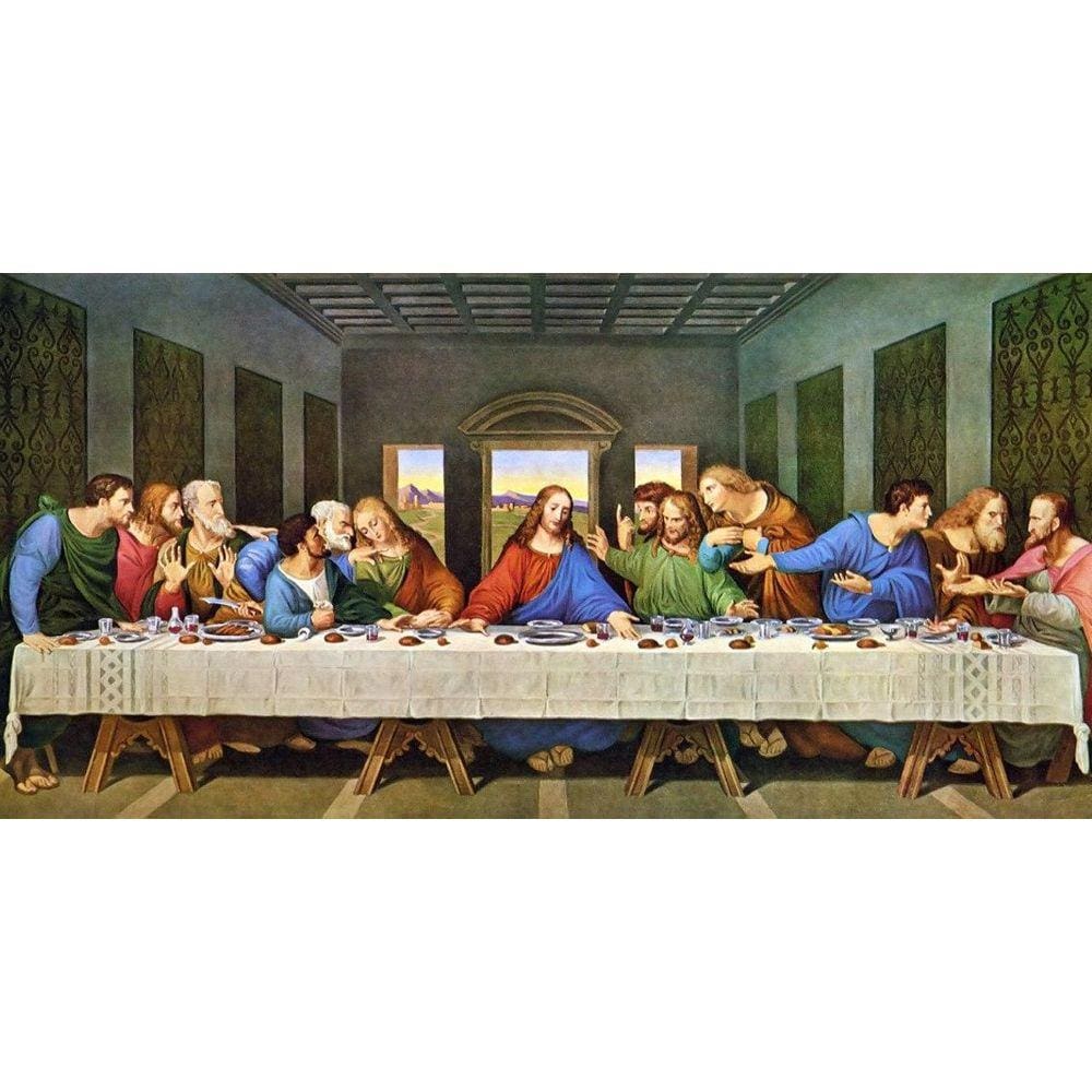 Quadro Santa Ceia Vintage Jesus Cristo 100X50Cm Tela Canvas