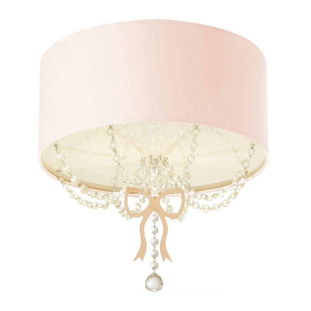 Lustre Plafon Infantil Tom Luz Laço Cúpula Rosa 30cm