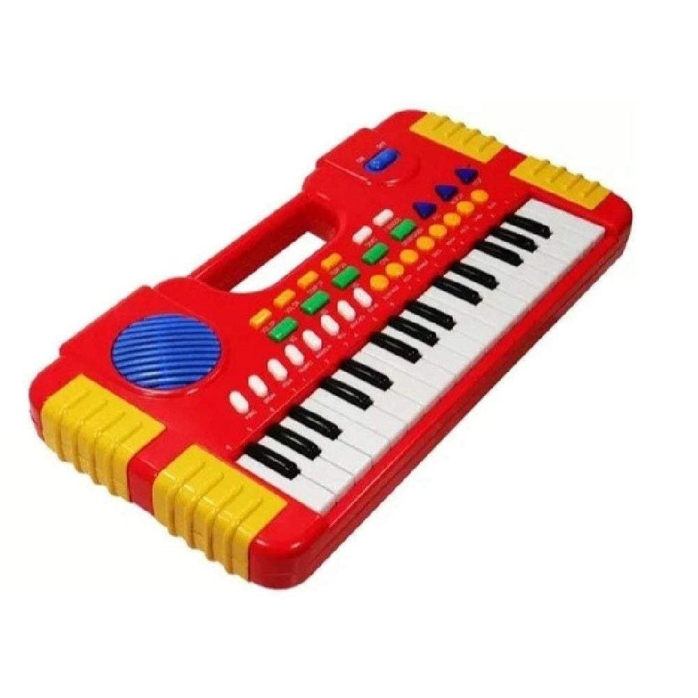 Piano teclado musical animal fazendinha azul rosa braskit