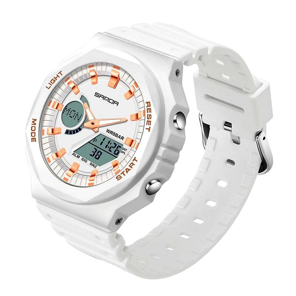 Relógio Feminino Casual Elegante Digital Display Duplo Relógio de Quartzo A Prova D´agua