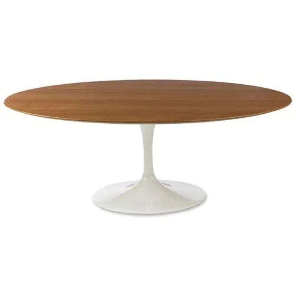 Mesa de Jantar Tulipa Oval 160x90cm Tampo Freijó Branco