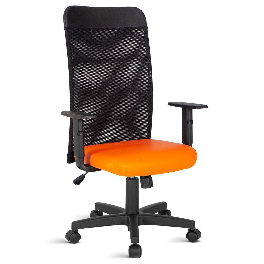 Cadeira Presidente Com Tela No Encosto Linha Turim Laranja