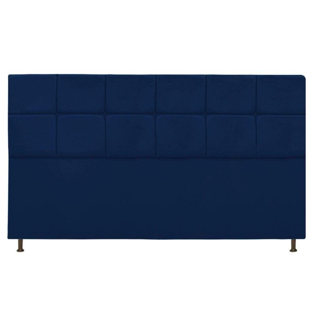 Cabeceira Estofada Damares 195cm Com Botonê Azul Marinho