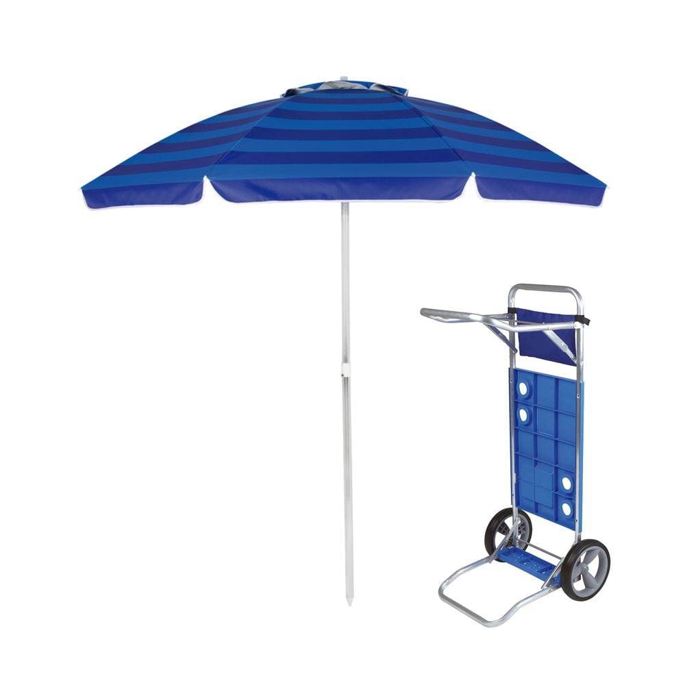 Kit Praia Guarda Sol Articulado 2m Carrinho Simples Para Cadeiras Alumínio - Mor