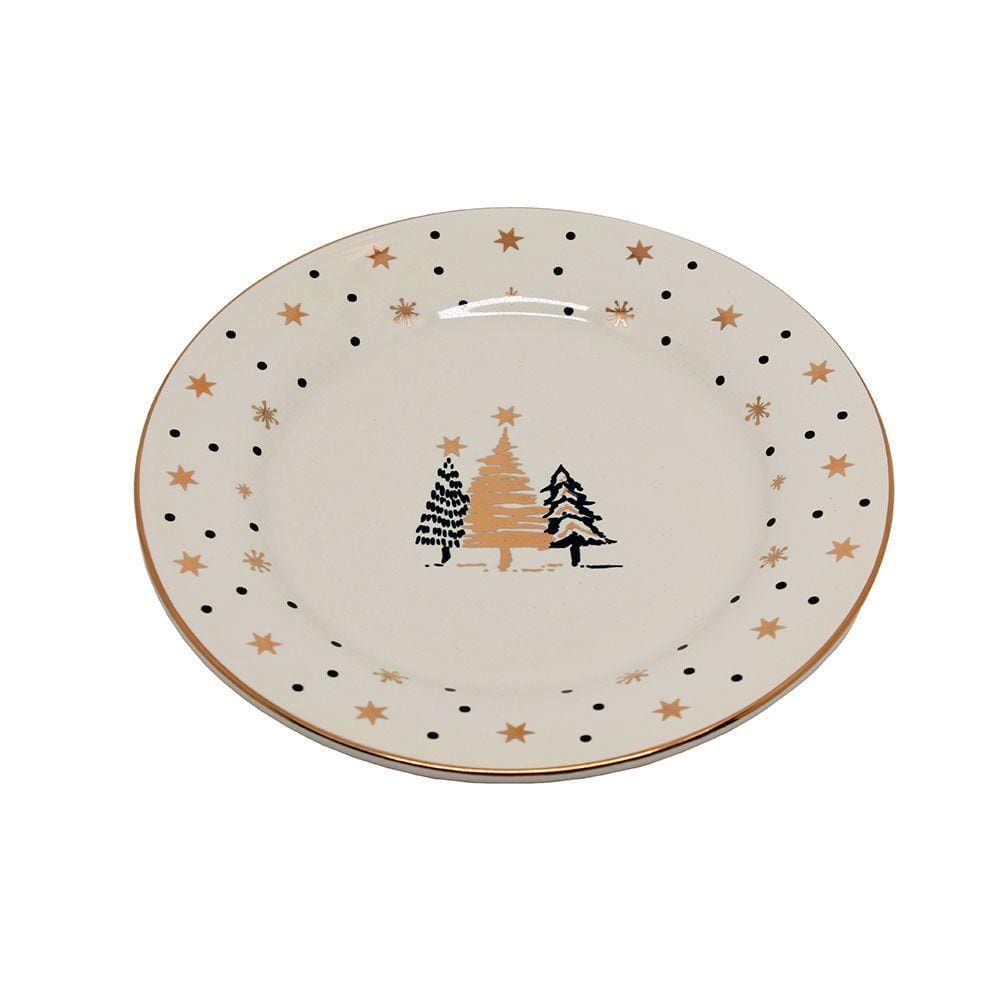 Prato Raso Cerâmica Natal Escandinavo Off White 27cm - Unid.