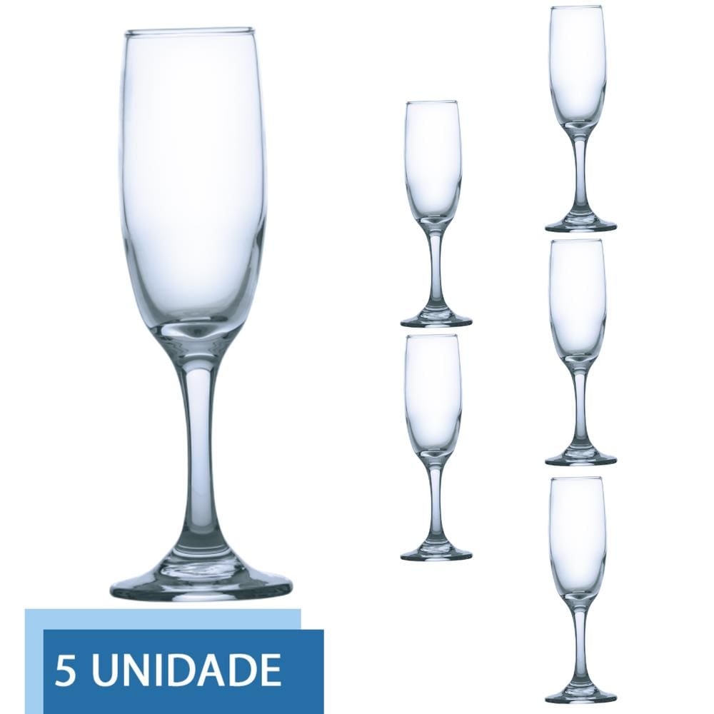 Conjunto 5 Taças de Vidro 177ml RIOJA CHAMPAGNE Cristal Luxo