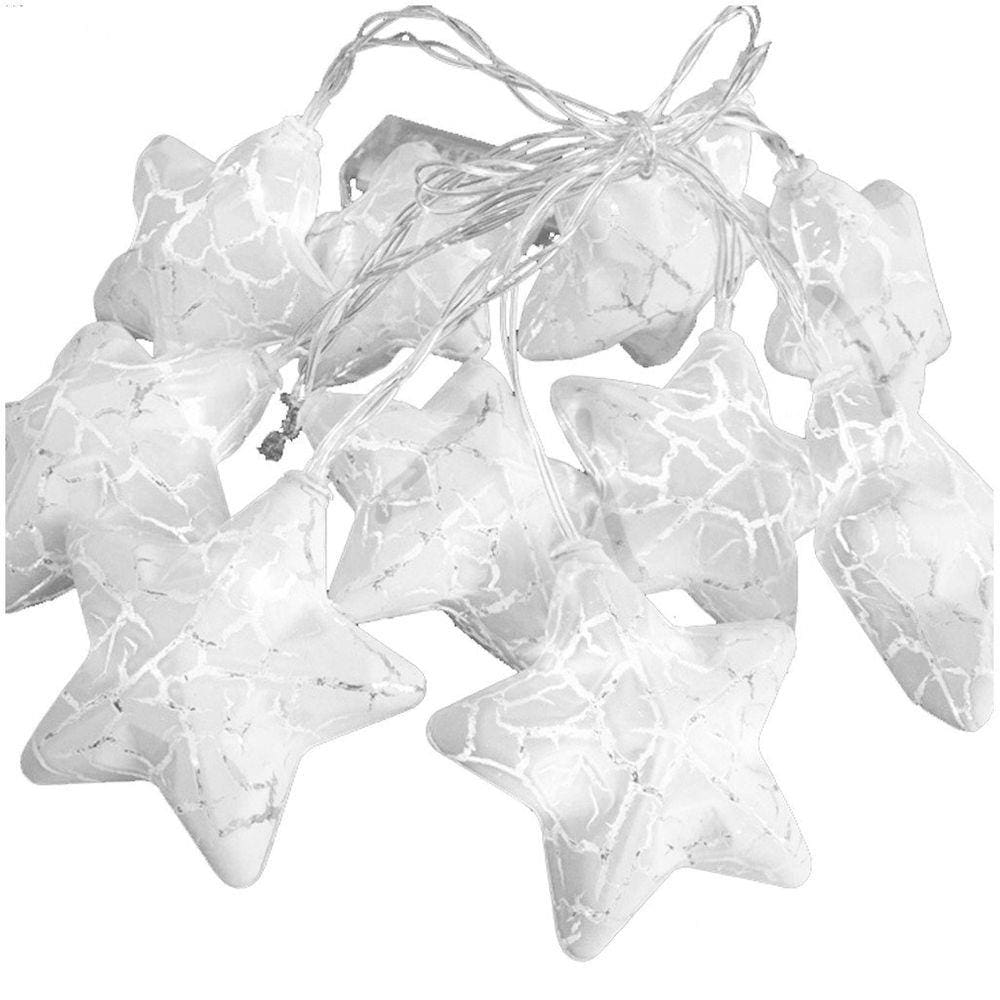 Decoração Varal Cordão Fio de Luzes Lâmpadas Estrela Branca Led Natal Enfeite 2m