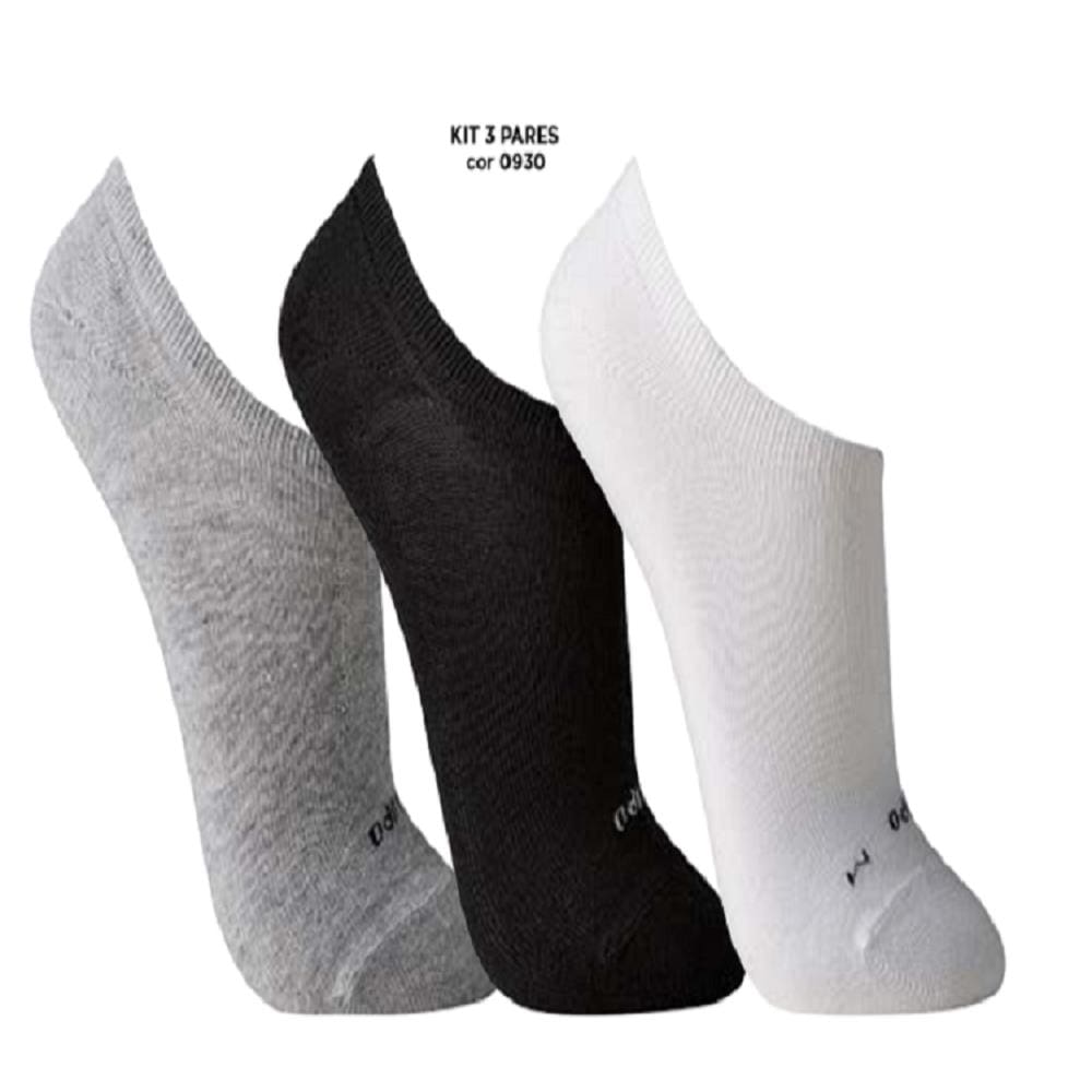 Kit 3 Pares Meias Invisível Para Tênis Feminino Lupo 3270