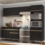 Cozinha Compacta 4 pç c/ Armário e Balcão MP3693 Veneza GB Preta
