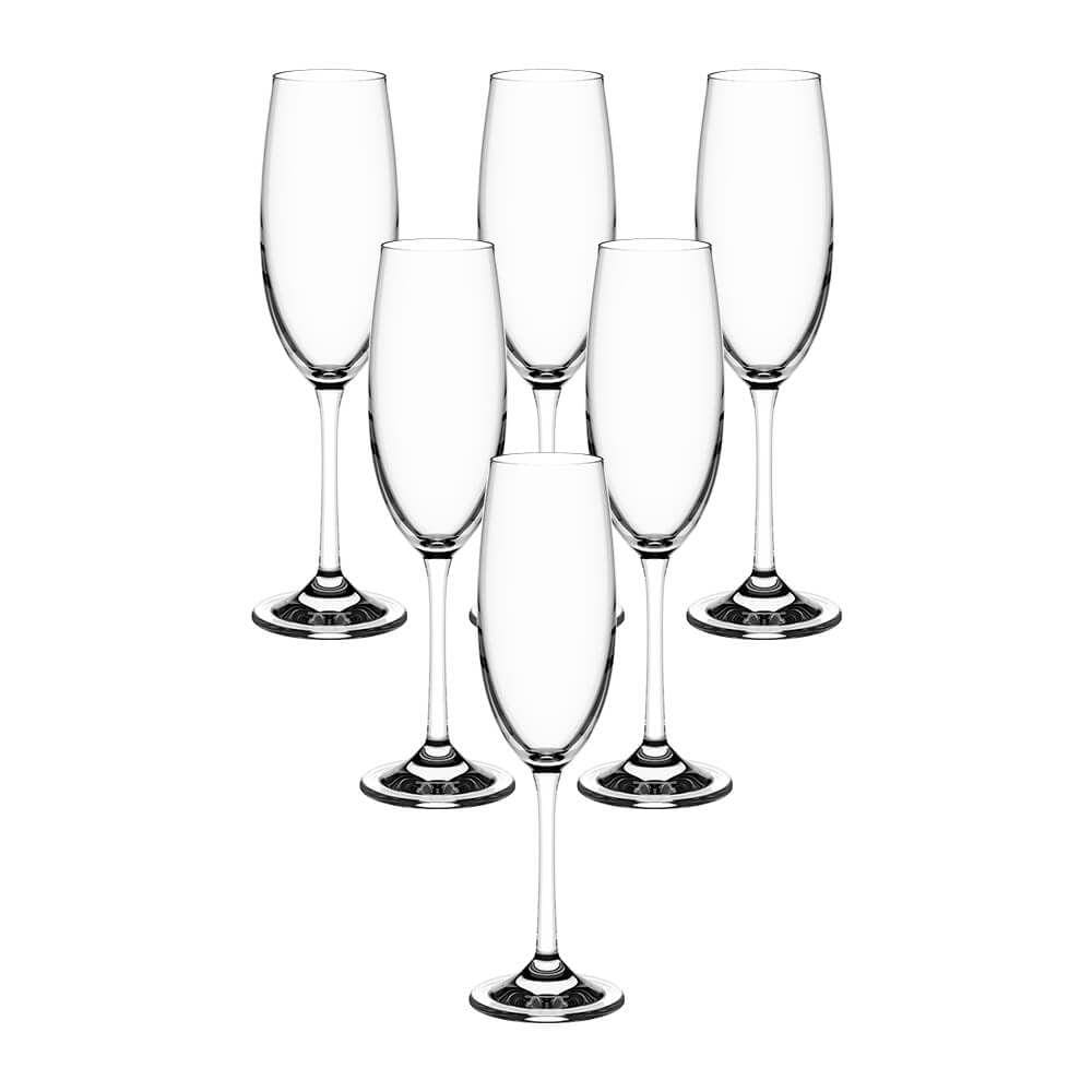 Jogo de taças de Champanhe de Cristal com Titânio 6 peças 220ml Haus Concept 56313/100