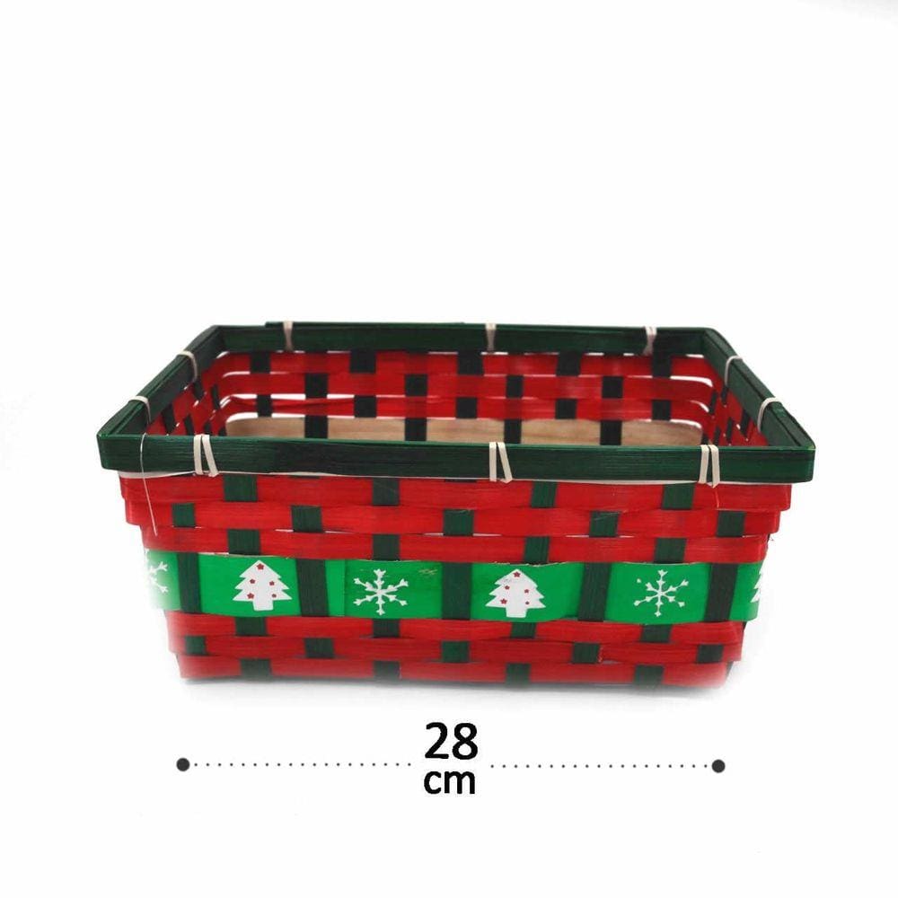 Cesto De Bambu Retangular Natal 28Cm - Un