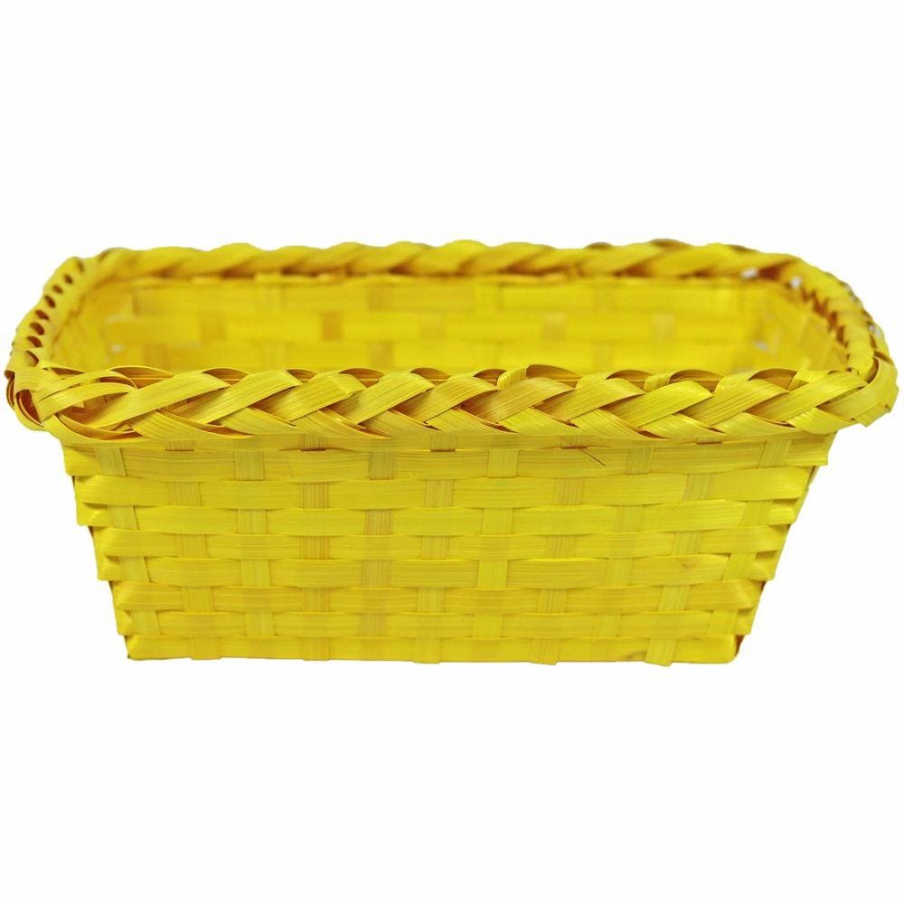 Cesto De Bambu Retangular 25Cm Amarelo - Un