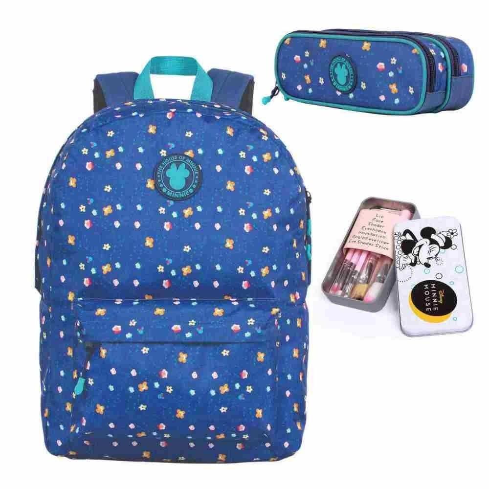 Mochila De Costas Geek Disney Vintage Minnie Flowers Estojo