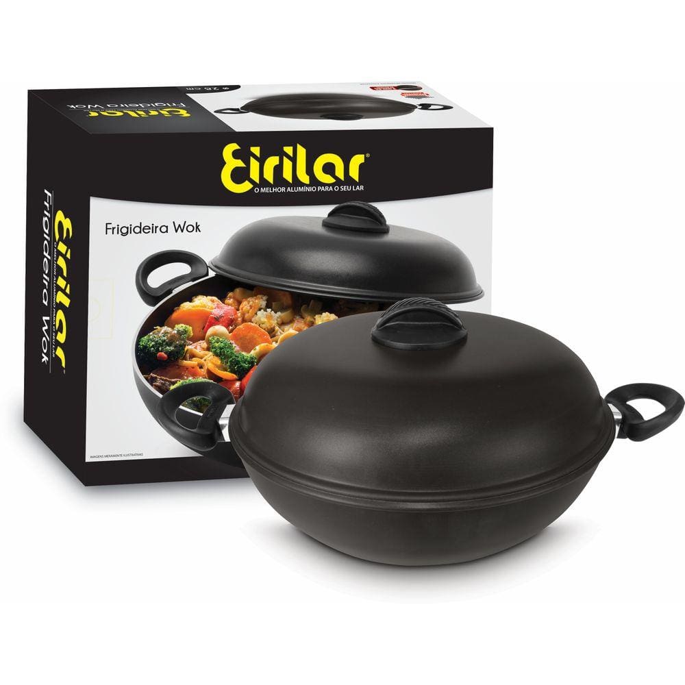 Frigideira Wok Long Life Antiaderente Com Alça Tampa 28cm