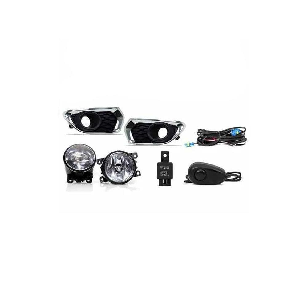 Kit Farol Milha Renault Sandero 2015 2016 2017 Moldura Cromo