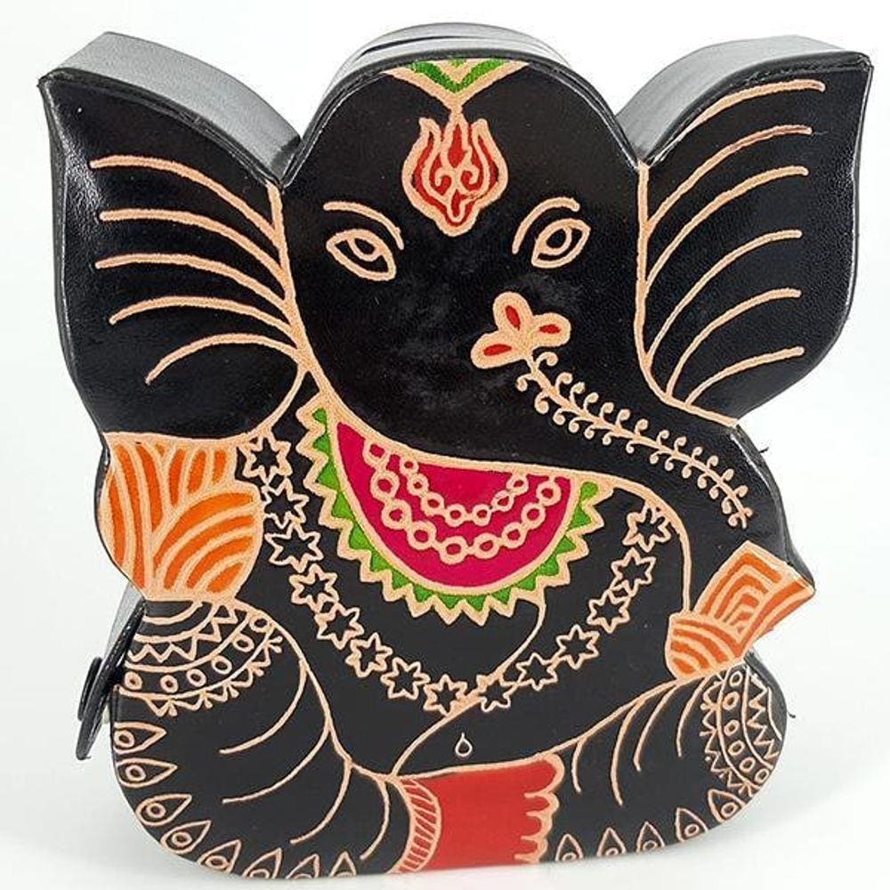 Cofre Formato Ganesha Om Couro Ecológico Estofado