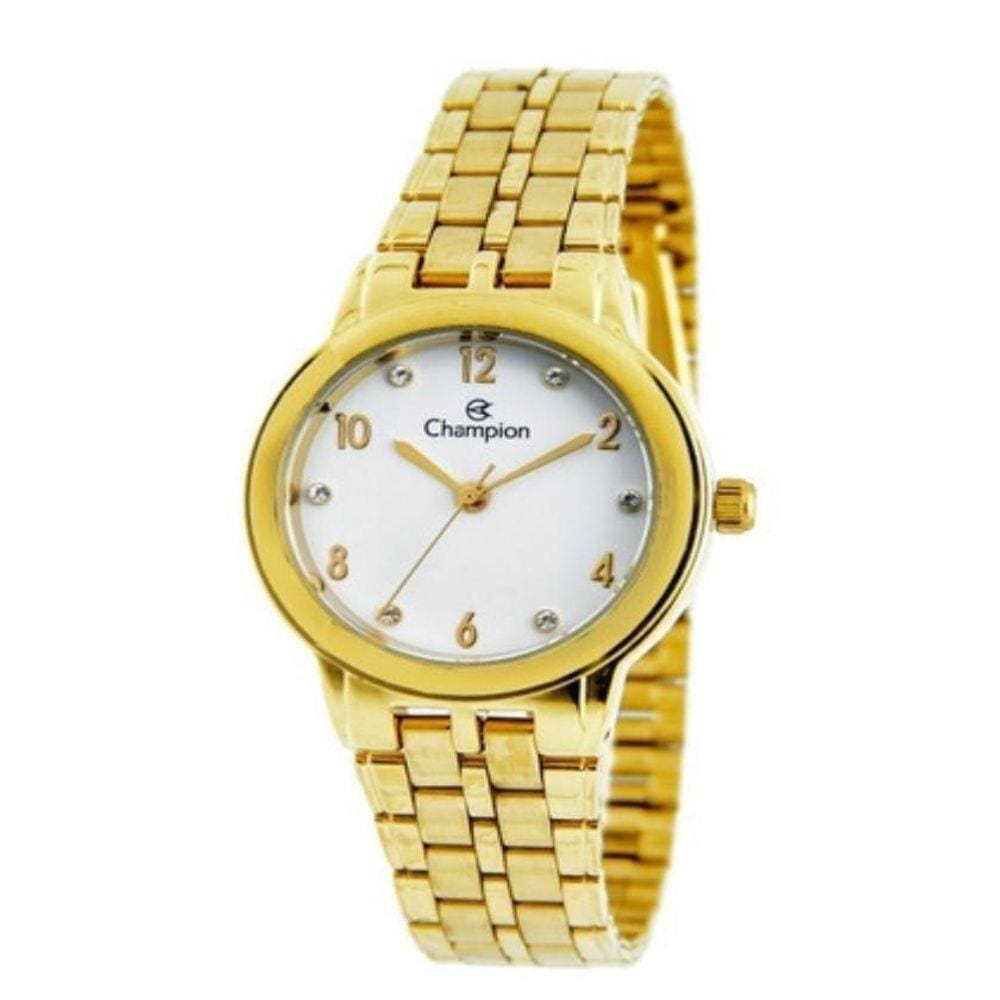 Kit Relógio Champion Feminino Pequeno Dourado Cn28320W