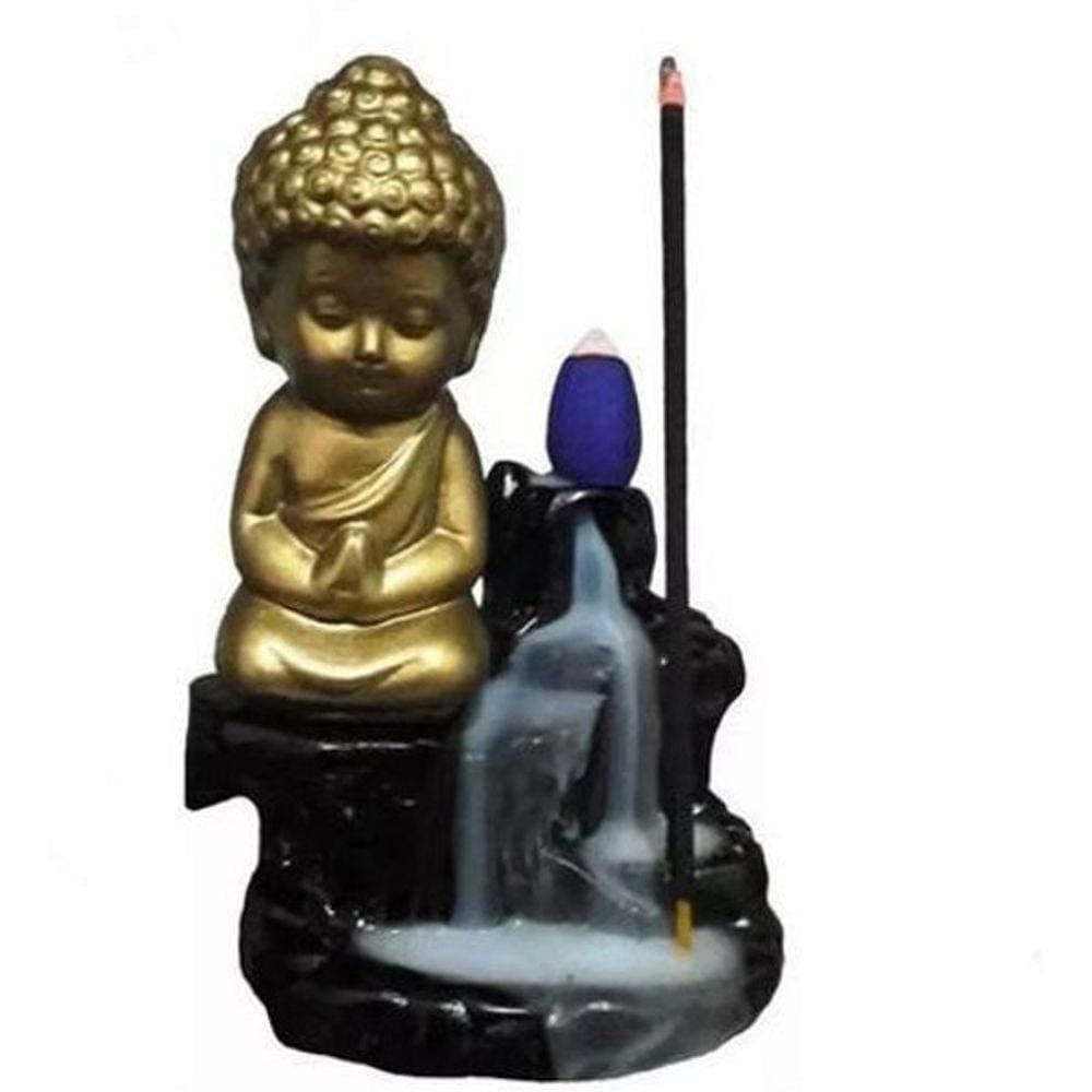 Incensário Cascata Blackflow Budinha Bronze - Decoração