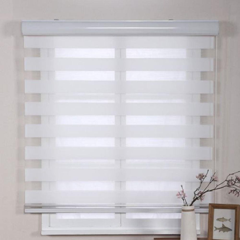 Persiana Rolo Duplo Zebra Sunny Branca 140 (L) x 160 (A) Cortina Double Vision C/ Bandô 1,40 X 1,60