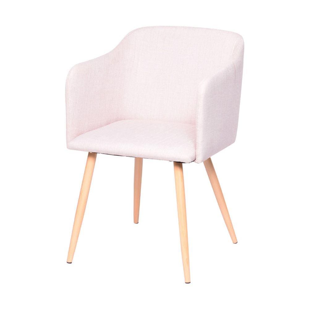 Cadeira Boxbit Charla Linho Bege Base Metal Cor Madeira