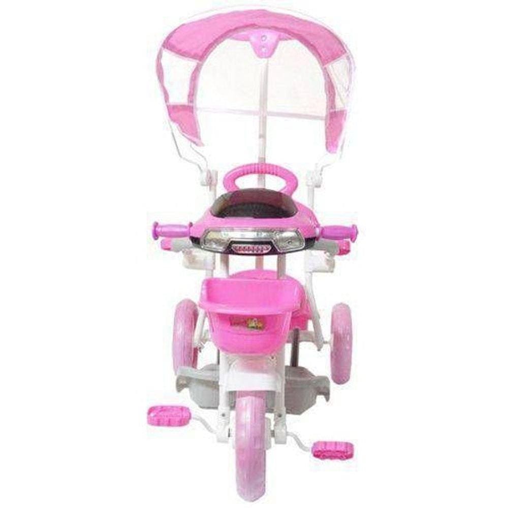 Triciclo Velotrol Infantil Bebe Motoca - Rosa + Empurrador na